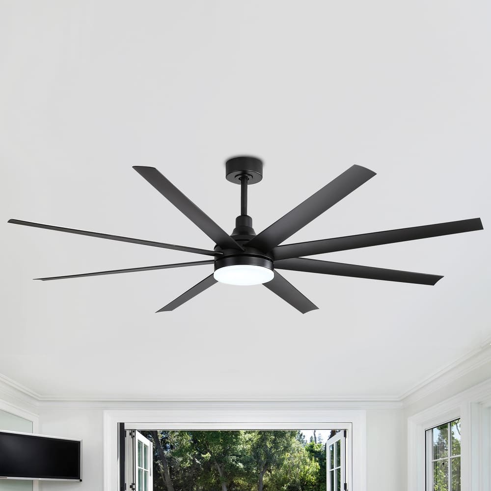 52"/ 60"/65"/72" Black LED Ceiling Fan with Light Kit and Remote(5/6/8 Blade)