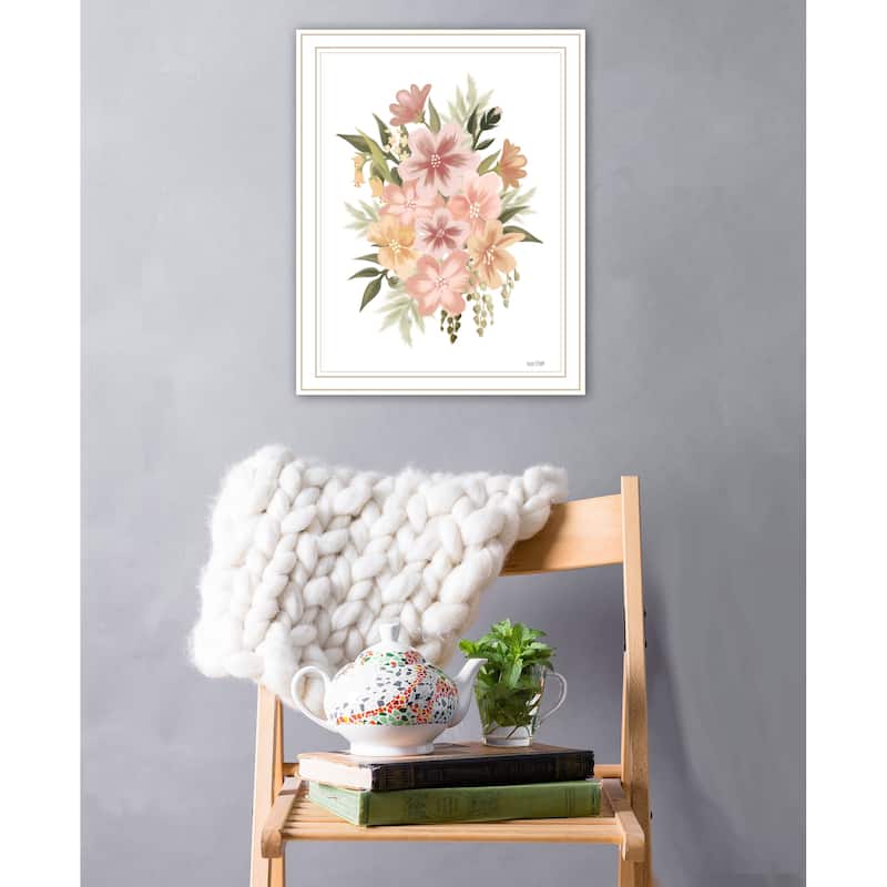 TrendyDecor4U Contemporary "Peachy Petals" Framed Print Wall Art
