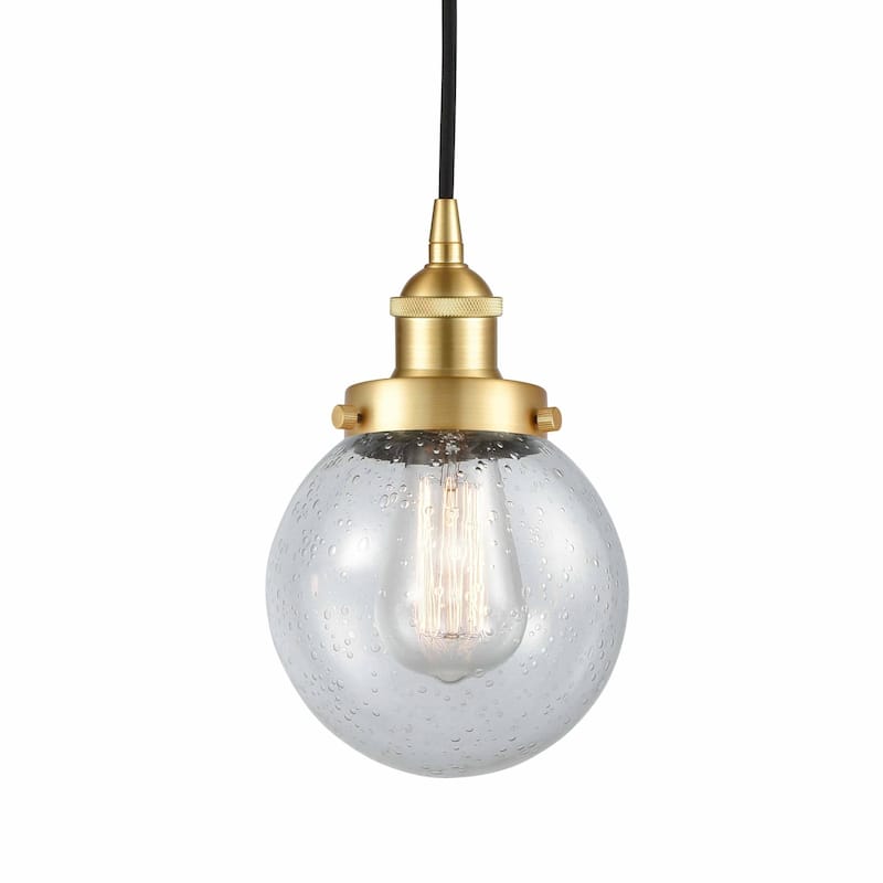 Innovations Lighting 616-1PH-10-6 Beacon Pendant Beacon 6" Wide Mini - Satin Gold / Seedy