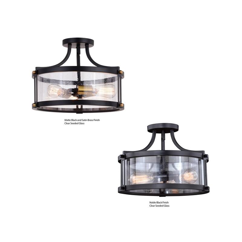 Holbrook 15.75-in W Industrial Semi Flush Mount Ceiling Light Clear Glass