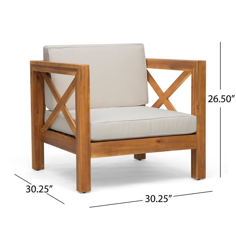 Brava Outdoor Acacia Wood 7-piece Chat Set by Christopher Knight Home