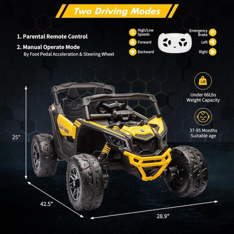 12V Licensed Can-Am Electric Off-Road Utv Car for Kids