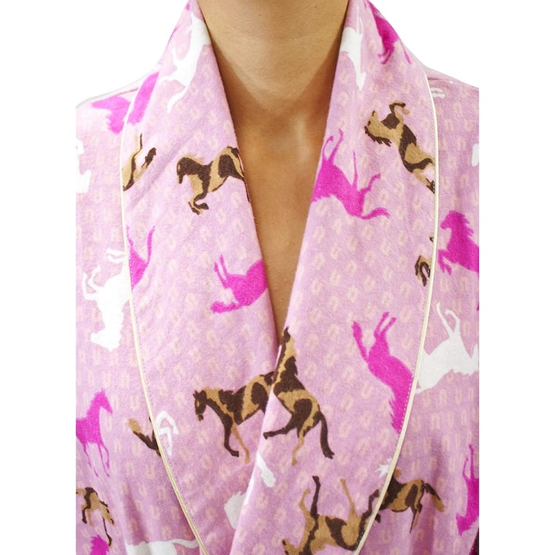 Leisureland Women' Flannel Horse Print Robe