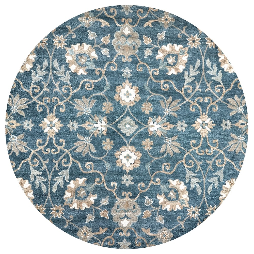 Alora Decor Napoli Hand-tufted Floral Scrollwork Wool Rug