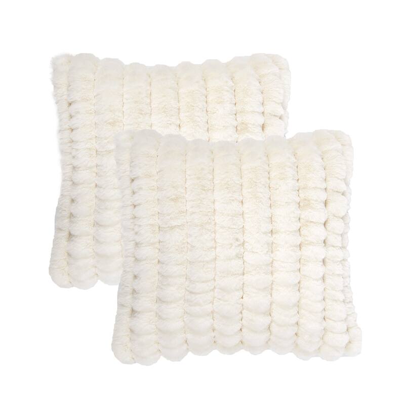 Spandex Striped Heavy ImitativeRabbit FauxFur Pillow Shell