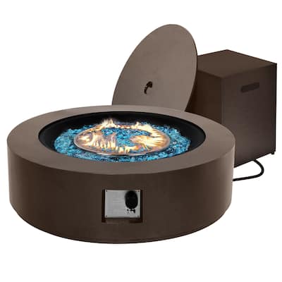 Patio Watcher 42-inch iron outdoor fire pit table with gas tank cover, lid - 42