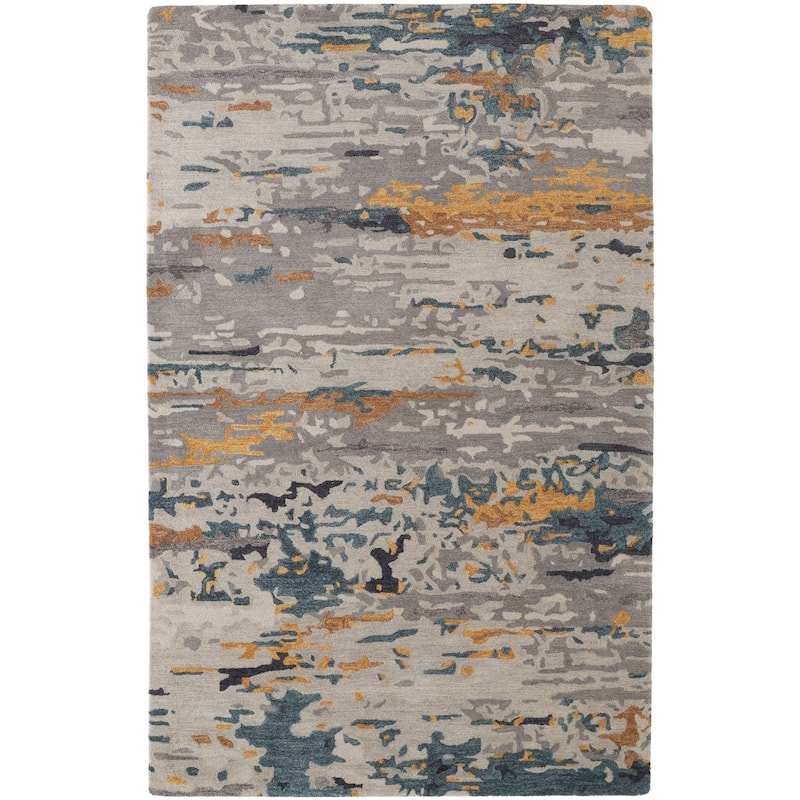 Grand Bazaar Calista Hand Tufted Abstract Modern Area Rug - 2' x 3' - Gray/Yellow/Blue
