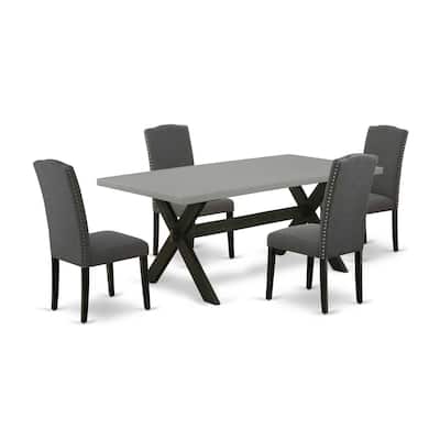 5-Piece Dining Room Table Set with 4 Parsons Chairs - Modern Rectangular Kitchen Table - 72