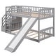 preview thumbnail 5 of 25, Stairway Twin Over Twin Bunk Bed with Stairs Cabinet, Built-in Ladder and Safety Guardrails, Floor Bed Storage Platform Bed