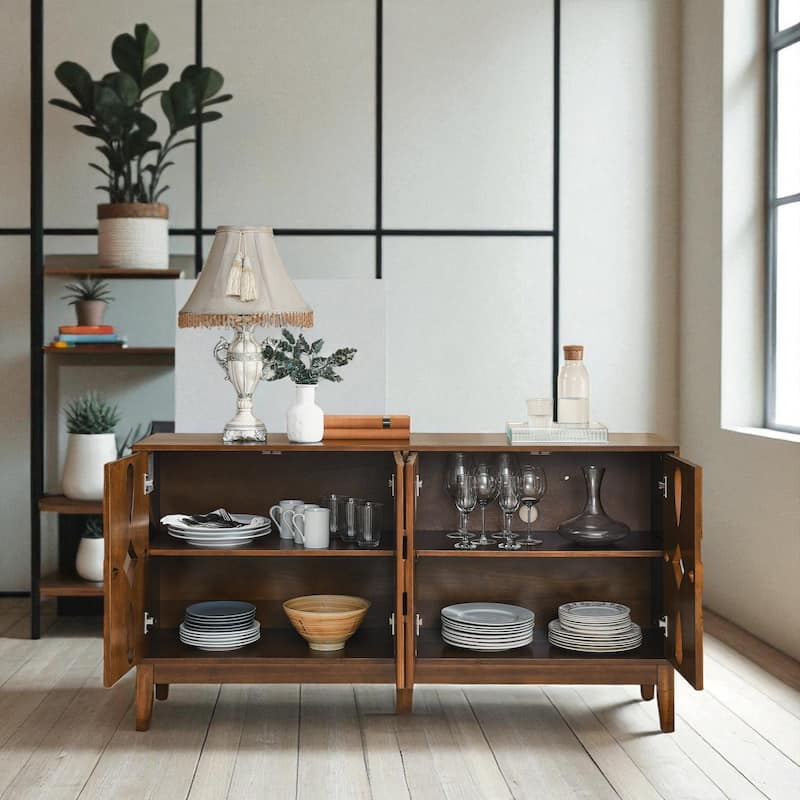 60.5" Mid Century Sideboard Buffet with Adjustable Shelves & Storage, TV Console Cabinet for Entryway & Dining Area