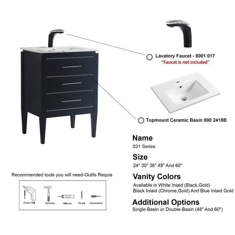 Ayer 24" Single Bathroom Vanity Set - 18D x 24W x 34H