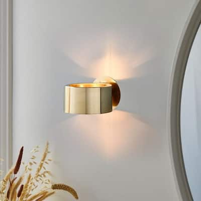 1-Light Mid-century Modern Brass Romantic Ring Wall Sconce