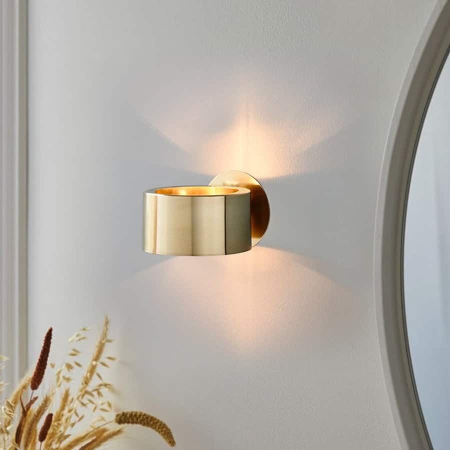 1-Light Mid-century Modern Brass Romantic Ring Wall Sconce
