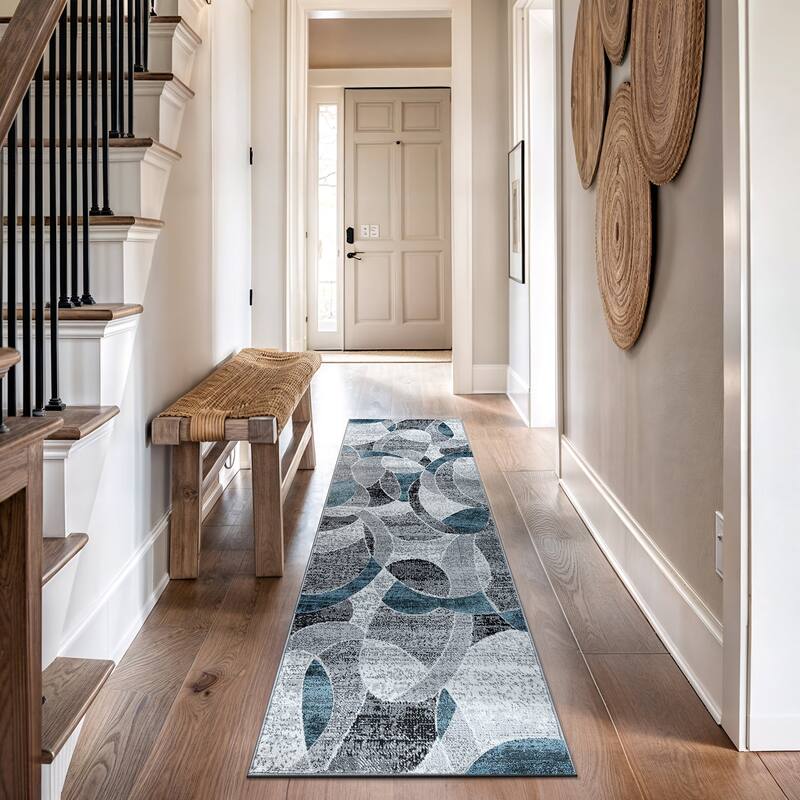 Contemporary Distressed Circle Area Rug