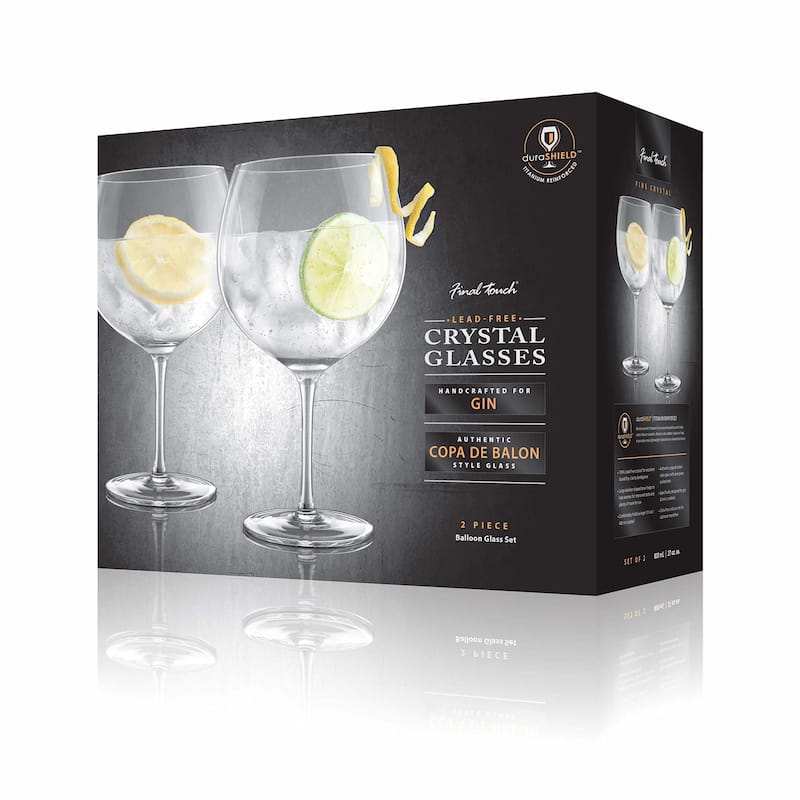 Final Touch Set of 2 Gin Lead Free Crystal Glasses - 27 oz
