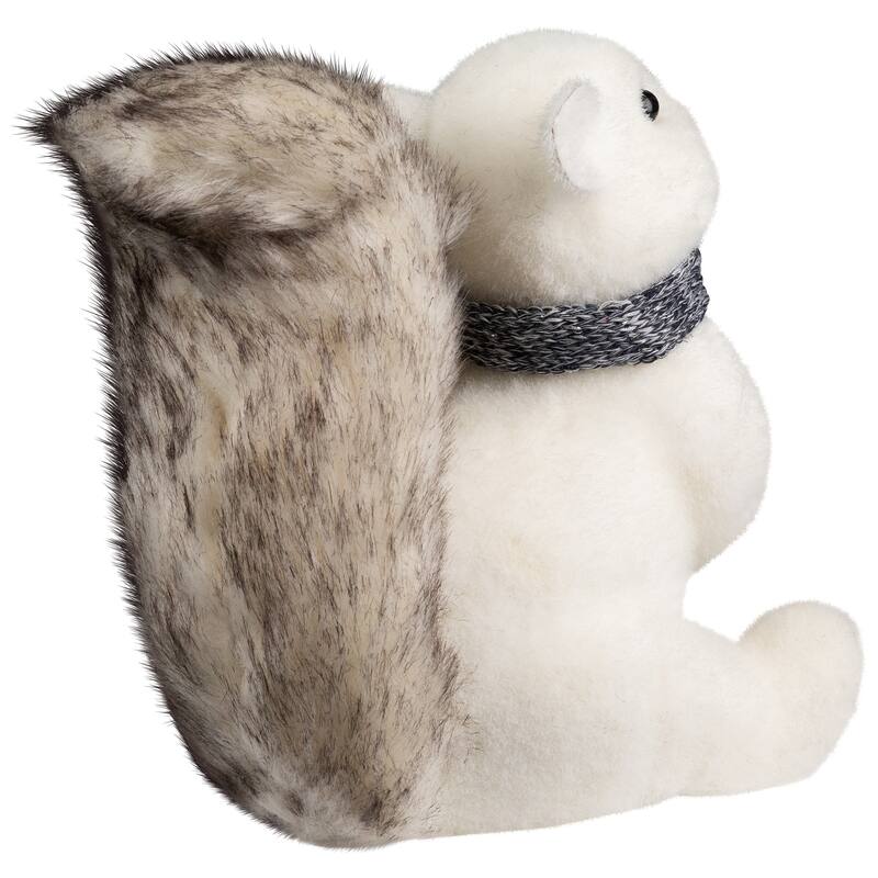 Snow Squirrel with Pinecone and Scarf Christmas Figure - 8.25" - White and Black