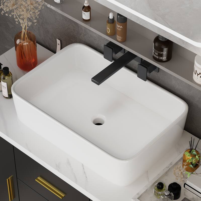 47.2" Stylish & Spacious: Modern Black Bathroom Vanity Set