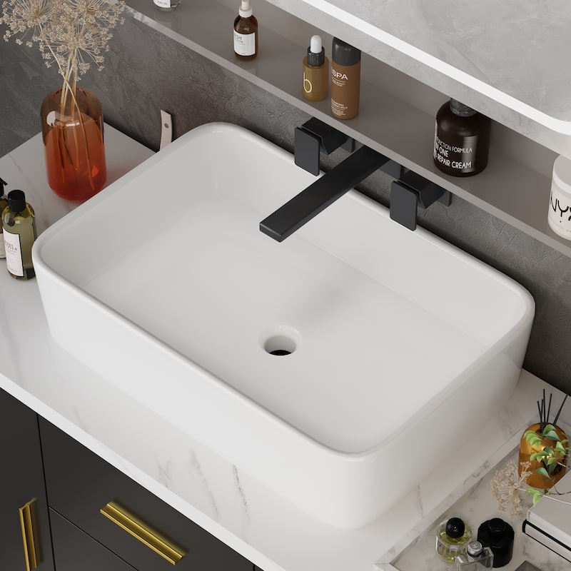 Free Standing Single Bathroom Vanity with Top Lacquer Black/Gold