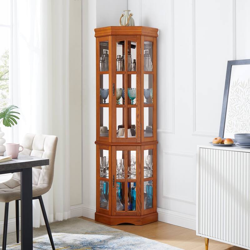 Corner Curio Cabinet E26 light bulb not included