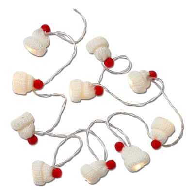 Knit Hat String Lights - LED Indoor Christmas Lighting, White Multi, 72" Long, Perfect for Holiday Decor