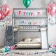 preview thumbnail 21 of 38, Friendly Design Twin Over Twin Bunk Bed with Two Drawers and Slide, House Bed with Slide Gray