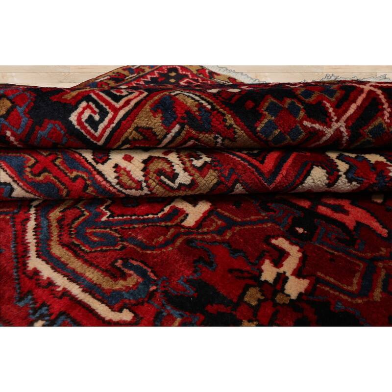 10'4''x12'1'' Hand Knotted Wool Red Heriz Traditional Rug - 10' 4'' x 12' 1''