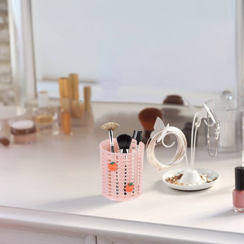 Pencil Holder, Plastic Pen Holder Pencil Holders Sunflower Mesh, Brown - 80 x 80 x 100mm