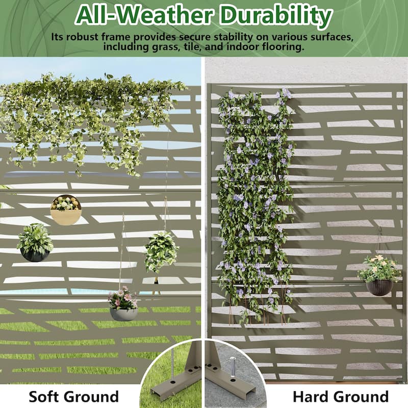 Jungle Metal Privacy Screen Panel Free Standing