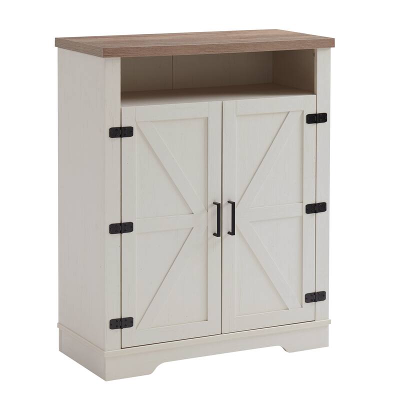 Shoe Storage Cabinet with Barn Doors, 6-Tiers Shoe Rack Organizer, Shoe Cabinet with Open Shelf & Adjustable Shelf