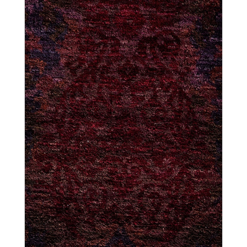 Overton Hand Knotted Wool Vintage Inspired Modern Contemporary Overdyed Red Area Rug - 9' 0" x 11' 10"