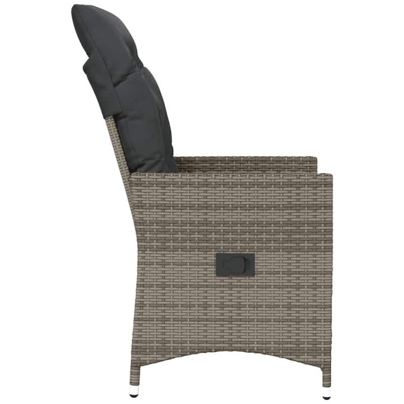 vidaXL Reclining Patio Chairs with Cushions Armchair Outdoor Seating Poly Rattan - 23.2 x 22.0 x 36.2