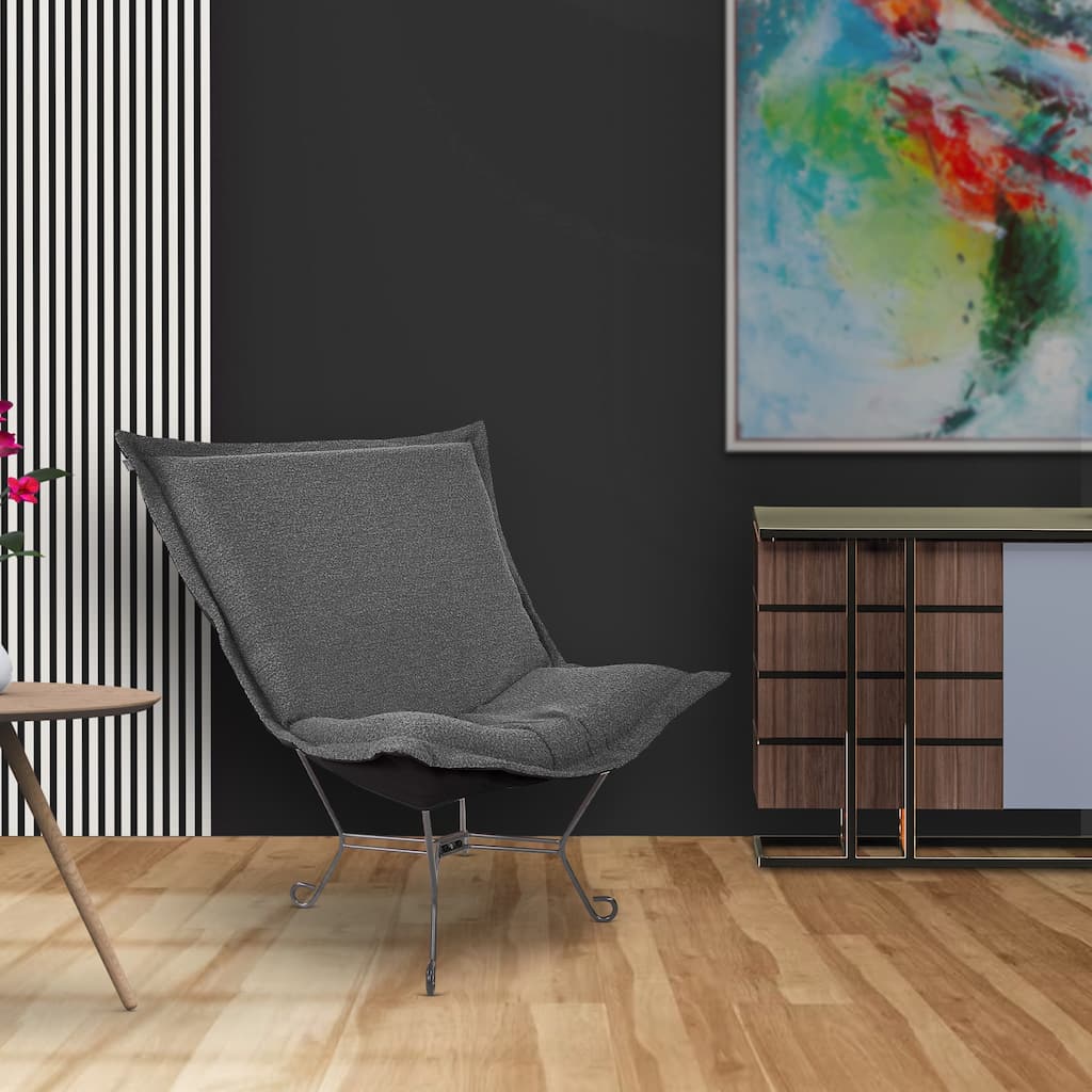 Allan Andrews Scroll Puff Chair with Titanium Frame, Barbet Collection