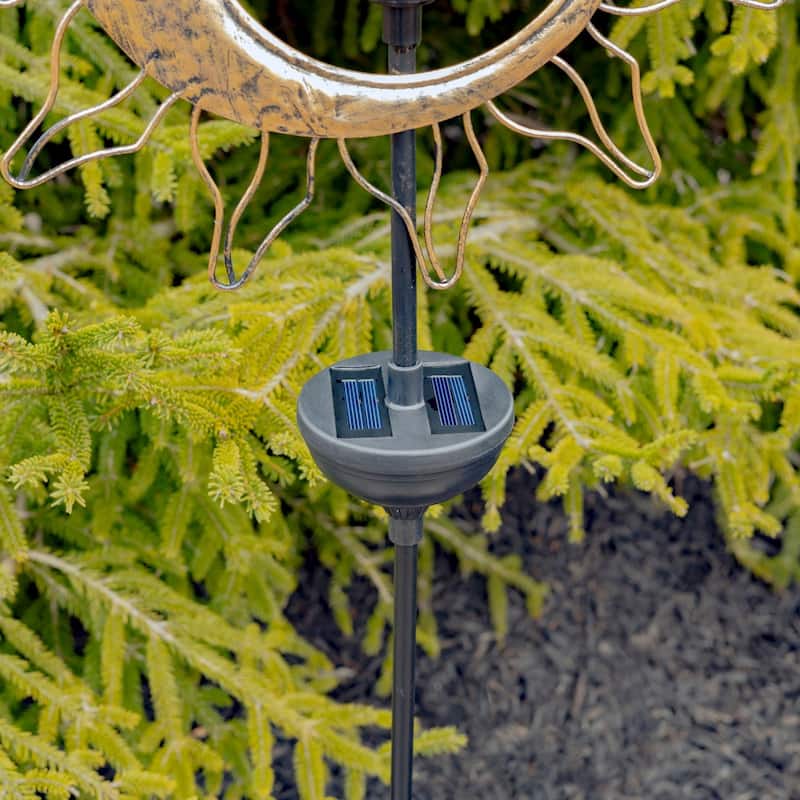 Dual Sun and Moon Solar Spinning LED Garden Stakes