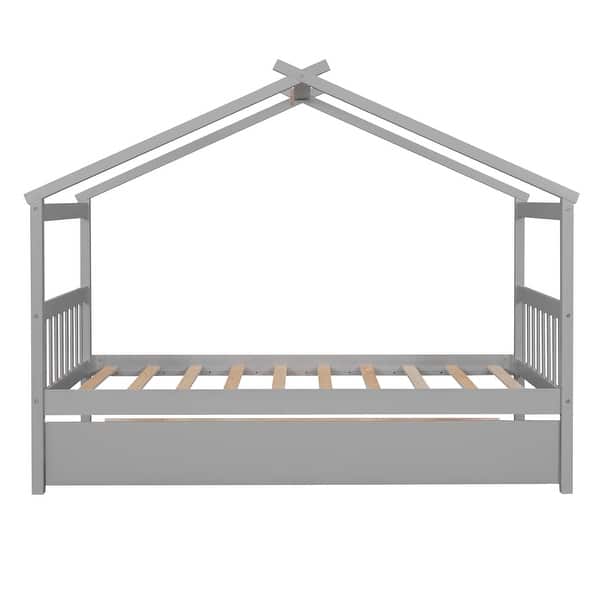 slide 2 of 11, Whimsical Twin House Bed with Trundle - Solid Pine Frame