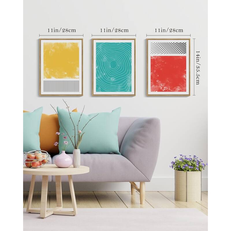 Minimalist Abstract Framed Wall Art Modern Colorful Line