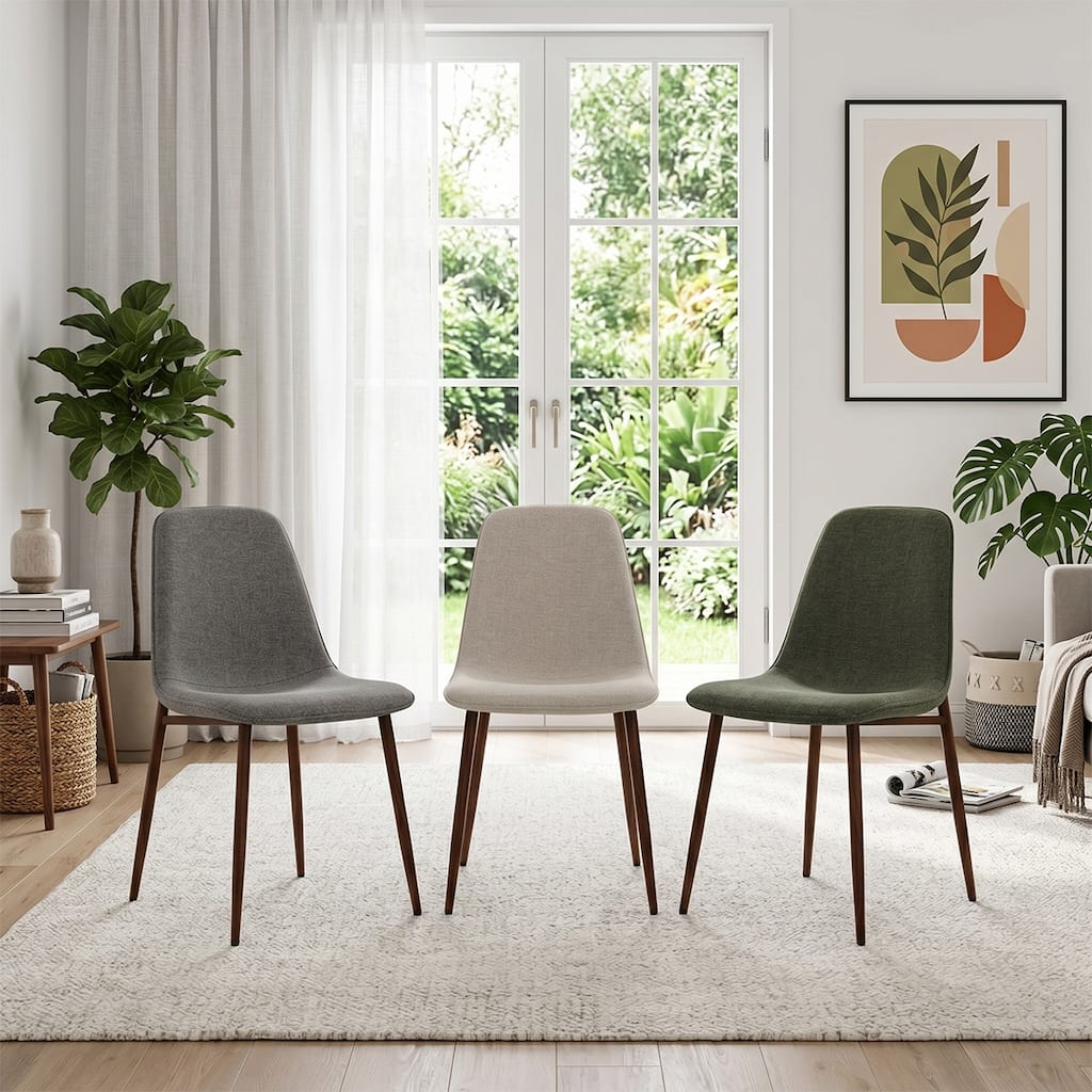 Upholstered Side Chair with Walnut Metal Legs (Set of 4)
