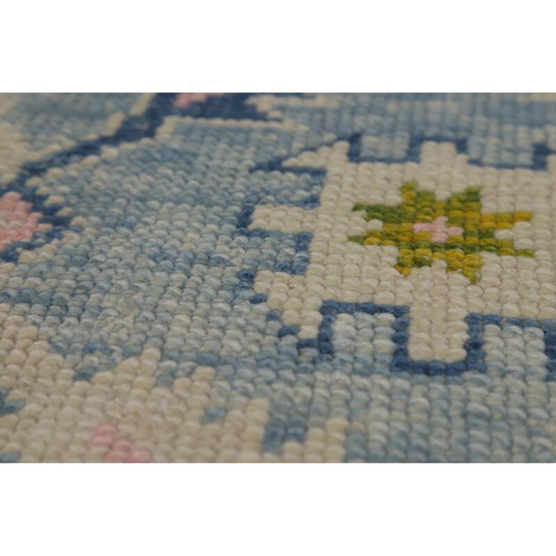 Hand Knotted Oriental 100% Wool Carpet Transitional All-Over Navy Blue & Blues Oushak Area Rug - 10' 10'' X 8' 2''