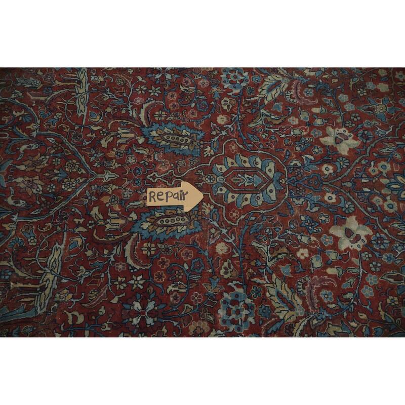 Hand Knotted Oriental 100% Wool Carpet Traditional Floral Oranges & Rust Tabriz Area Rug - 17' 9'' X 12' 8''