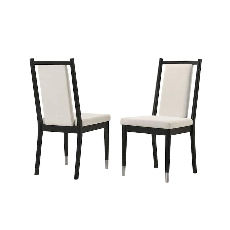 Furniture of America Kalor Modern Black and White Chenille Dining Chairs (Set of 2) - Black/White
