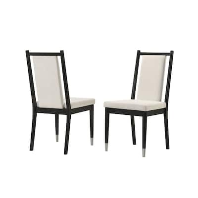 Furniture of America Kalor Modern Black and White Chenille Dining Chairs (Set of 2)