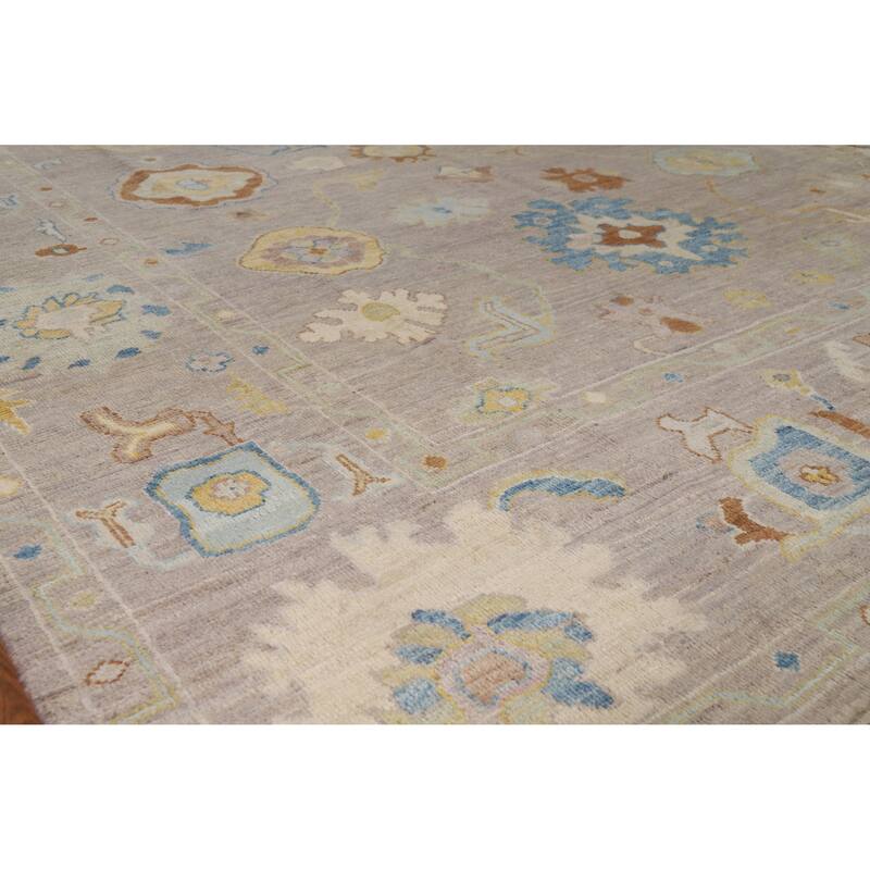 Hand Knotted Oriental 100% Wool Carpet Transitional All-Over Beige & Ivories Oushak Area Rug - 10' 2'' X 8' 0''
