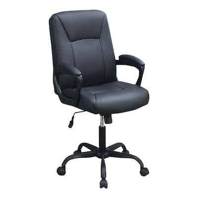 Office Chair with Curved Arms and Leatherette Upholstery, Black