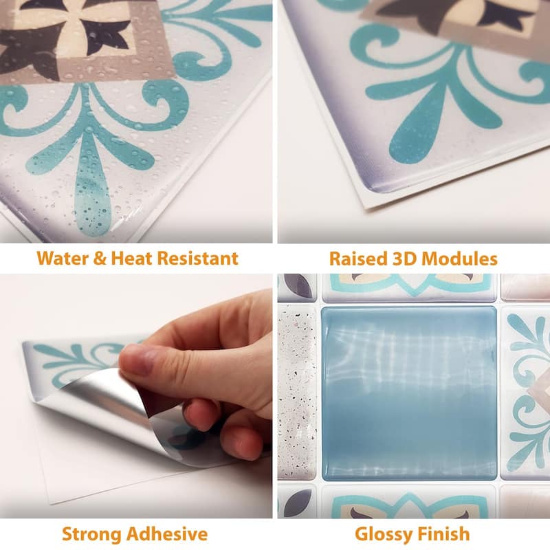 Walplus 3D Sticker Tile Splashbacks Mosaics Peel and Stick Kitchen Backsplash
