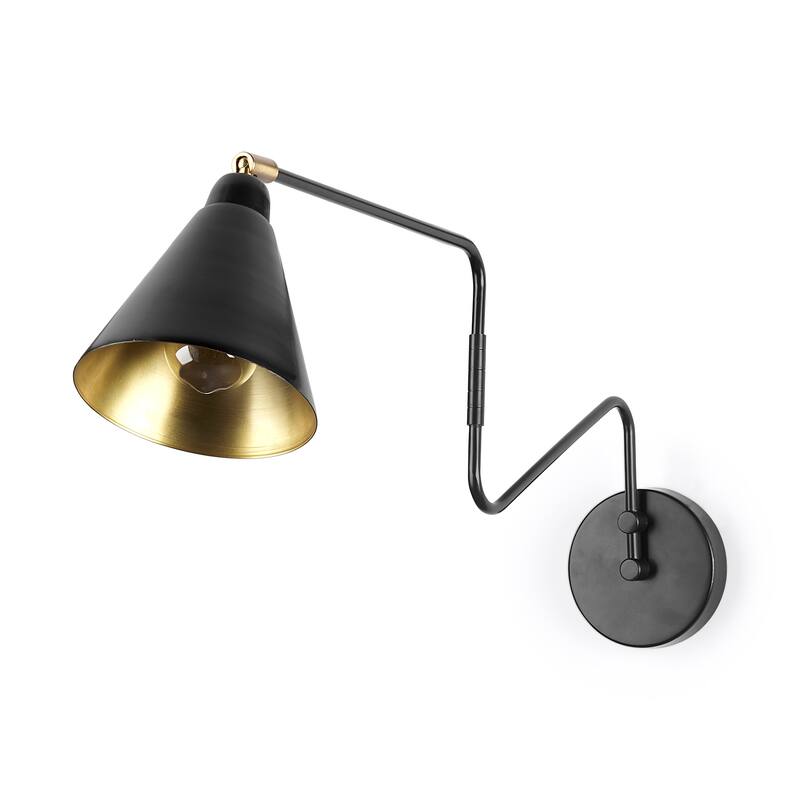 Cobalt Black Metal Cone Shaped Swivel Wall Sconce - Black