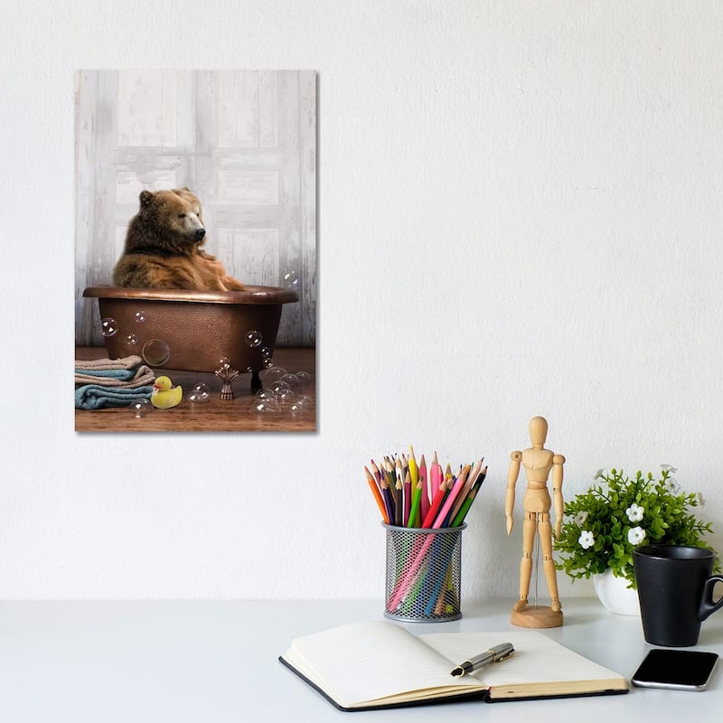 iCanvas "Bear In The Tub" by Domonique Brown Canvas Print - 12x8x0.75