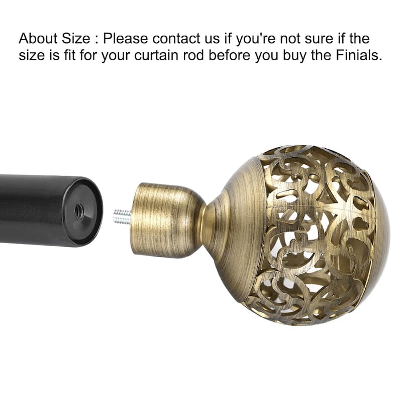 Curtain Rod Finials Plastic End,Total Size 94mm x 61mm Gold 2pcs