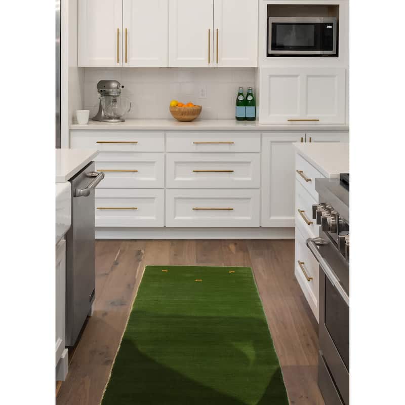 Kashkuli Gabbeh Green Rug 2'7" x 9'7" - 2'7 x 9'7