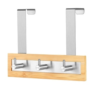 Bamboo Stainless Steel Over-the-Door Towel Hooks Stylish and Functional Bathroom Organization Solution for Towels - 3 Hooks