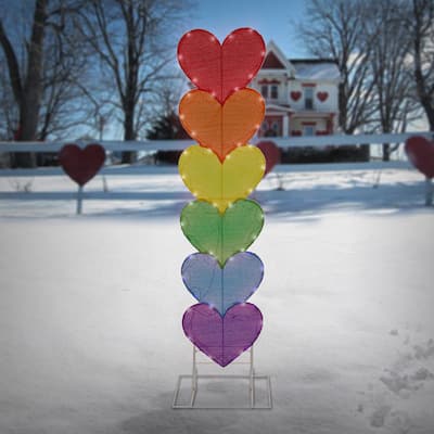 National Tree Company 63 in. Stacked Rainbow Hearts with LED Lights