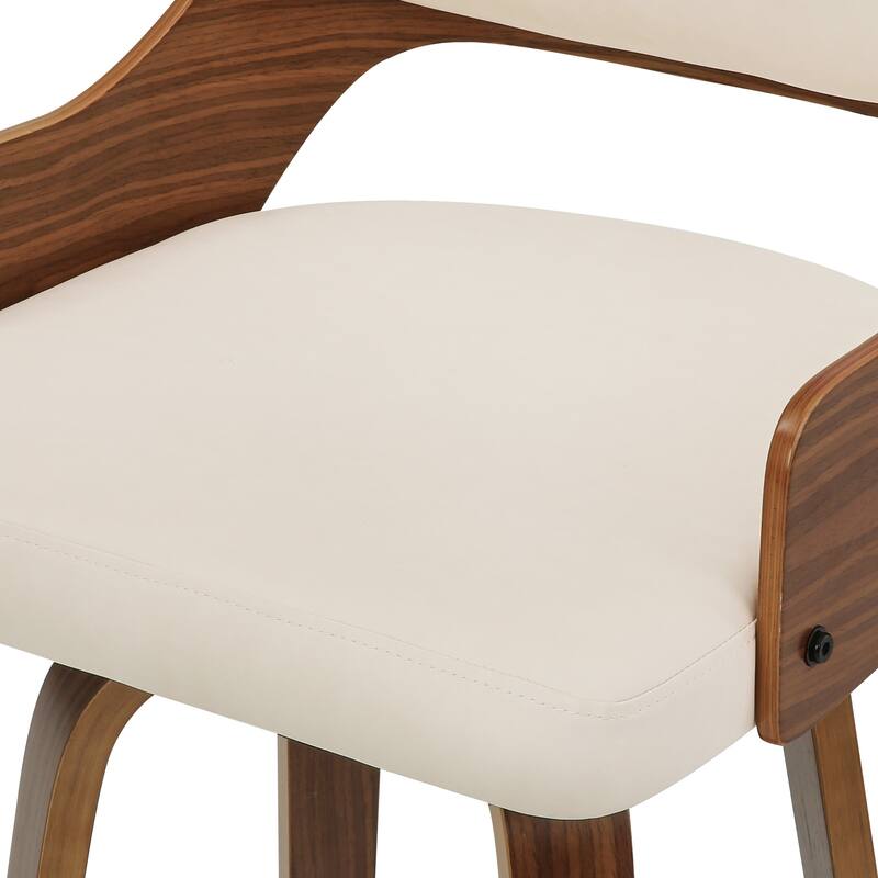 Modern Swivel Bar Stools with Curved Wood Back Upholstered Armrest Counter Stool